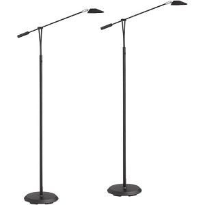 360 Lighting Arnie Modern 62" Tall Standing Floor Lamps Set of 2 Lights Pharmacy-Style LED Adjustable Arm Black Finish Living Room Bedroom House - 1 of 4