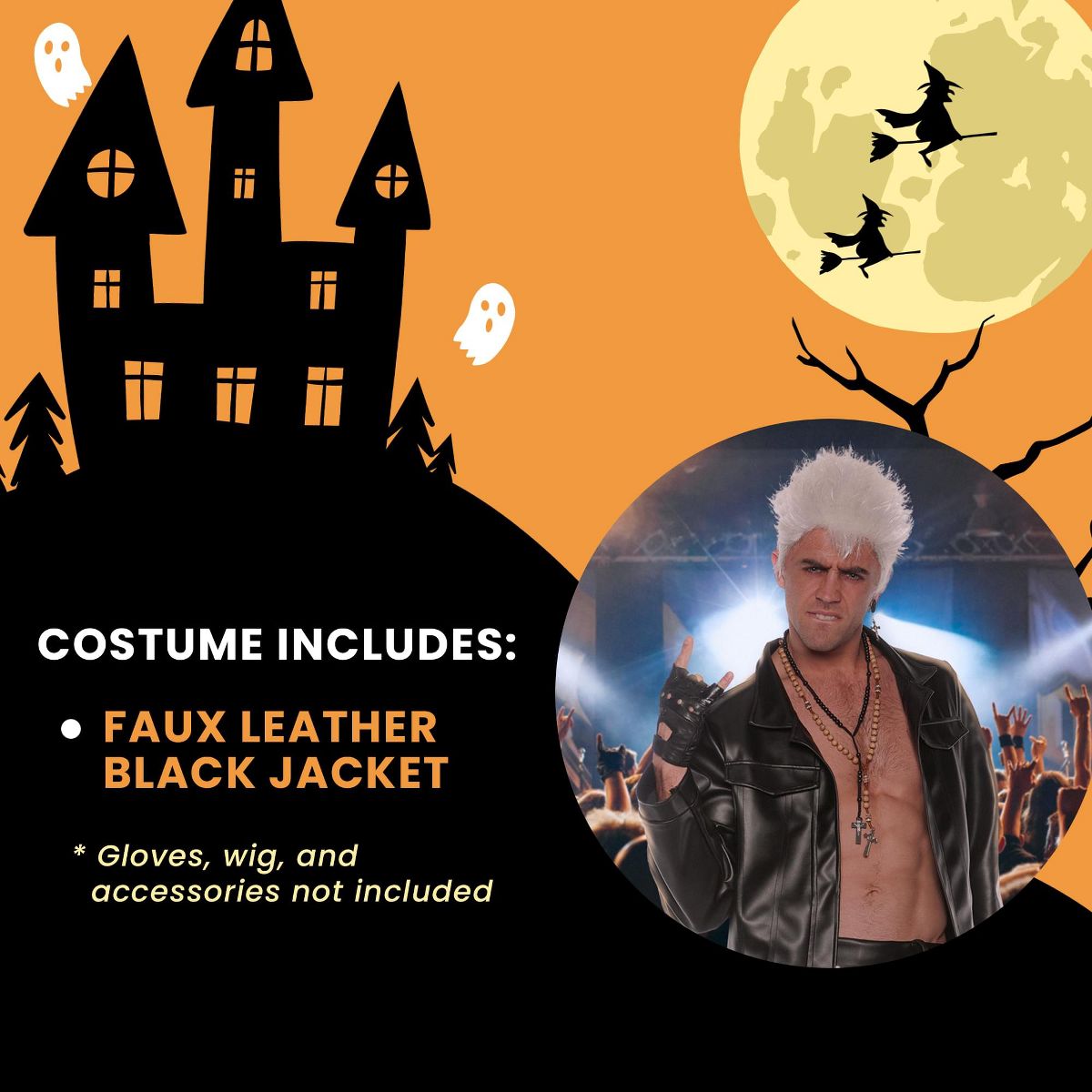 Faux Leather Rocker Jacket Adult Costume - thumbnail 3