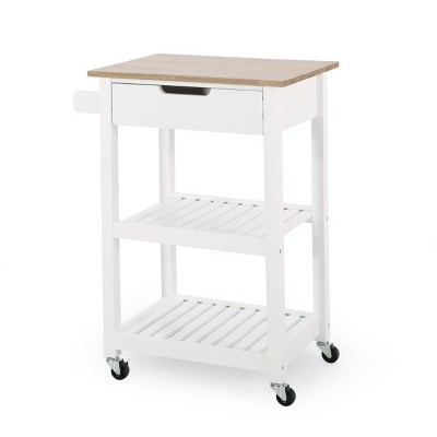 Christopher Knight Home Dade Kitchen Cart With Wheels White/natural ...