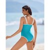 AI'MAGE Womens One Piece Swimsuit Ribbed High Cut Bathing Suit Color Block Sport Swimwear with Adjustable Strap S-2XL - 2 of 3