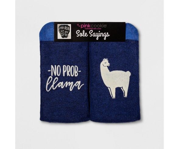 Women's "No Prob-Llama Terry" Socks - Navy Blue One Size