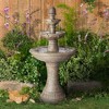 Louvre 44" High Large Italian Outdoor Decor Gray Faux Stone Floor Fountain with Light LED Waterfall 3-Tier Outside Garden Patio Yard - 2 of 4