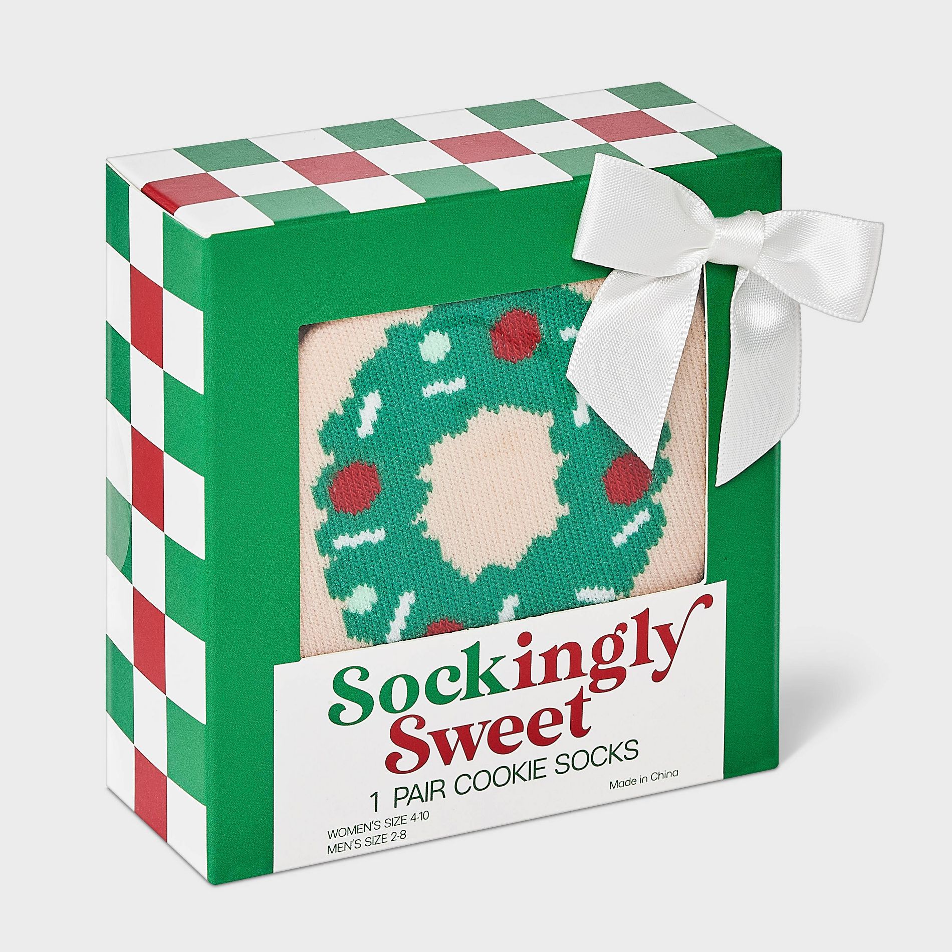 Women's Sugar Cookie Christmas Crew Socks - Red 4-10