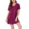 cheibear Women's Short Sleeve Mini Striped Pajama Dress 2 Packs - 2 of 3