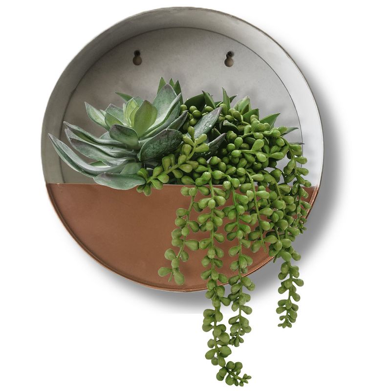 Modern Home Round Living Wall Mounted Galvanized Steel/Zinc Succulent/Herb Planter, 1 of 8
