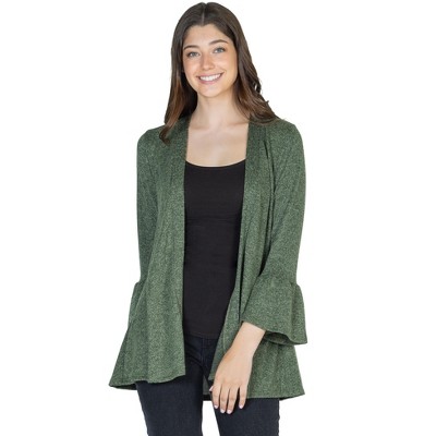 24seven Comfort Apparel Bell Sleeve Flared Open Front Maternity Cardigan :  Target