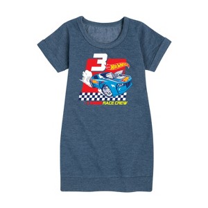 - Hot Wheels - Race Crew 3 Yrs Graphic Short Sleeve Fleece Dress - 1 of 3