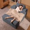 Oversized Chaise Lounge Chair Indoor with Storage Ottoman, Upholstered Corduroy Sofa Bed Cloud Couch with 3 Pillows - 3 of 4