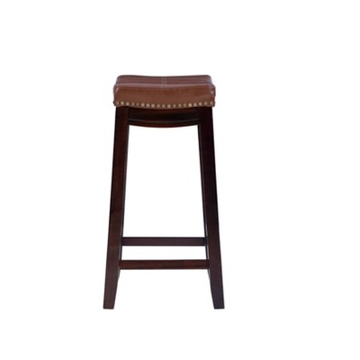 Claridge 26" Backless Saddle-Style Cognac Leather Counter Stool