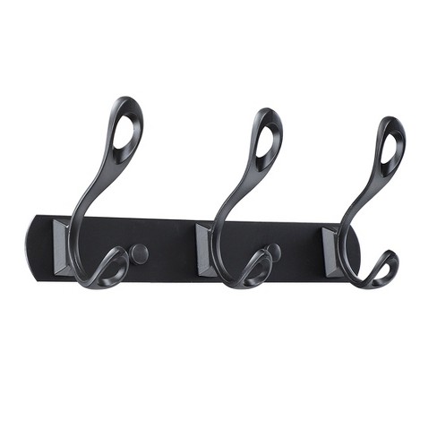 Double Coat Robe Hooks 4 L Black Wrought Iron Pack of 6 Wall Mou