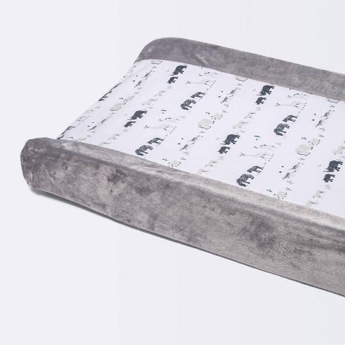 Wipeable Changing Pad Cover with Plush Sides - Cloud Island™ Two by Two Animals Gray - image 1 of 4
