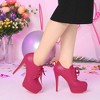 Allegra K Women's Platform Round Toe Lace up Stiletto High Heel Ankle Booties - 2 of 4