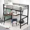 Streamdale Twin Size Loft Metal&MDF Bed with Desk and Shelf, Black - 2 of 4