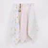 NoJo Disney Winnie the Pooh Yellow, Aqua, and White 3 Piece Muslin Swaddle Baby Blanket Set - 2 of 4