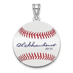 Black Bow Jewelry Sterling Silver Red Schoendienst Signature SM Enamel Baseball Pendant - 1 of 4