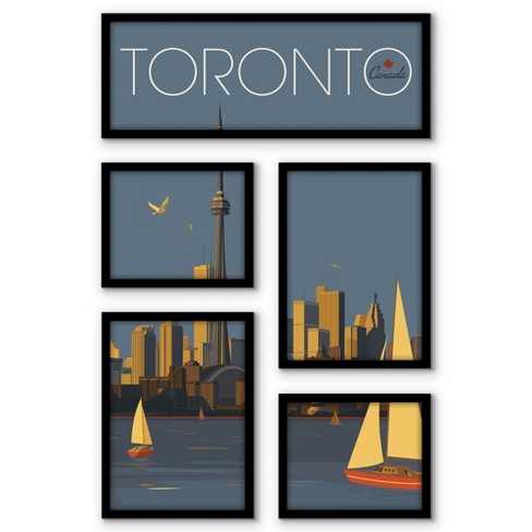 Americanflat Toronto Canada Sailboats 5 Piece Grid Wall Art Room ...