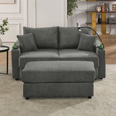 NicBex 73 Inch Loveseat,Modern Corduroy Loveseat Sofa Chair with Storage,Upholstered Deep Seat Couch for Living Room