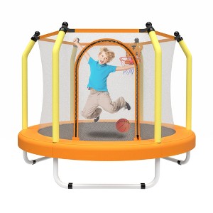 55-inch Trampoline for Kids Indoor & Outdoor Small Toddler Trampoline with Basketball Hoop - 1 of 4