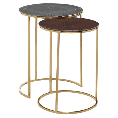 Set of 2 Contemporary Aluminum Accent Tables Gold - Olivia & May