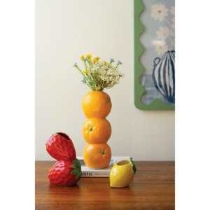 Fruit-Themed Ceramic Bud Vases – 10" Tall 2x Set of 2 by Kalalou - 1 of 4