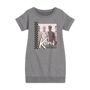 Girls' - Barbie - Ken Graphic Short Sleeve Fleece Dress - 1 of 3
