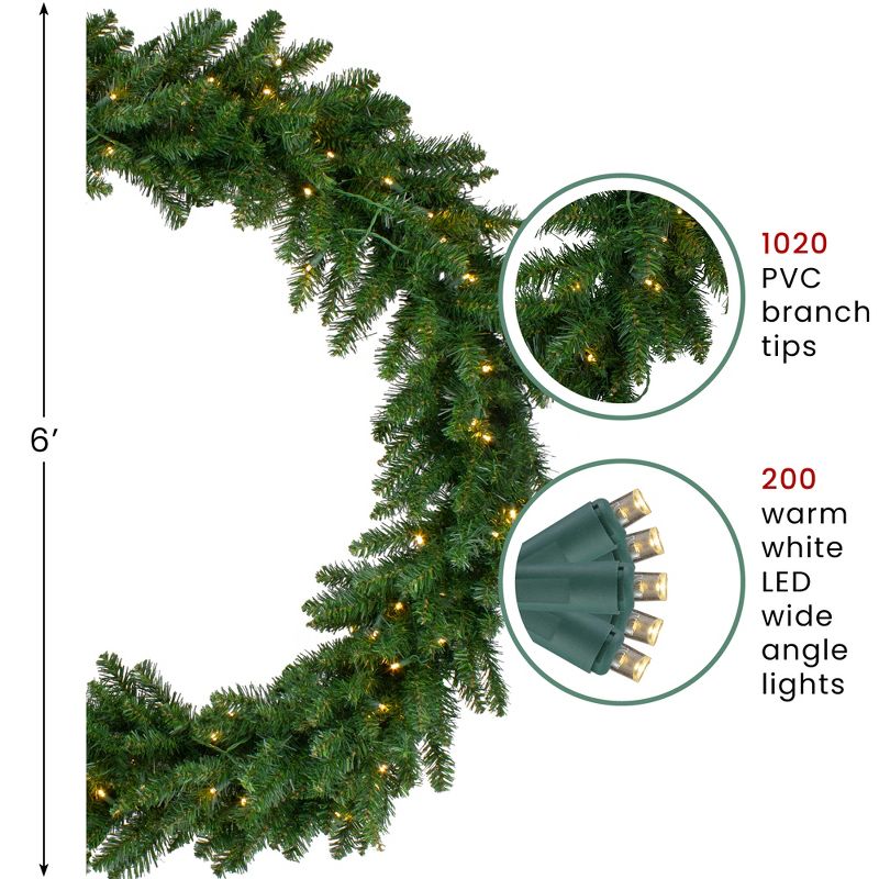 Northlight Pre-Lit Buffalo Fir Commercial Artificial Christmas Wreath, 6' - Warm White Lights, 4 of 5