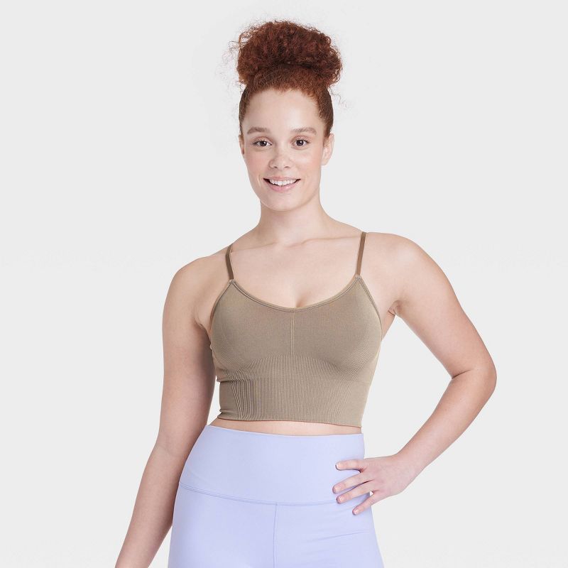 Women's Seamless Medium Support Cami Longline Sports Bra - All In Motion™, 3 of 8