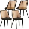 Rattan Dining Chairs Set of 4,Boucle Upholstered Chairs with Cane Back and Metal Legs for Kitchen or Dining Room-Baofuwish - 2 of 4