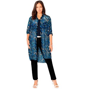 Jessica London Women's Plus Size Sheer Georgette Mega Tunic - 1 of 4