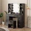 56’’ Makeup Vanity Desk with Mirror and LED Lights,Modern Dressing Table with Drawers & Adjustable Shelves, Makeup Table Set with Power Outlet - 3 of 4