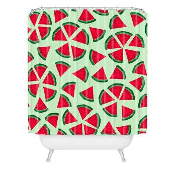 Kelli Murray Bloom Shower Curtain Green/Red - Deny Designs