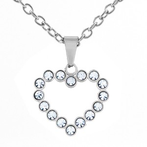 West Coast Jewelry Women's Cubic Zirconia Open Heart Stainless Steel Necklace - 19" - 1 of 3