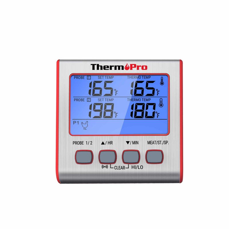 ThermoPro TP17W Digital Meat Thermometer with Dual Probes and Timer Mode Grill Smoker Thermometer with Large LCD Display, 4 of 9