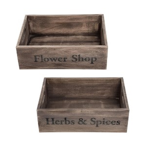 Transpac Wood Rustic Flower Shop Crate Set of 2 Spring Home Decorations - 1 of 1