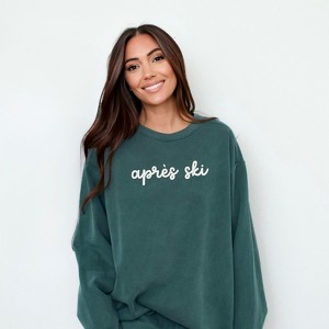 Simply Sage Market Embroidered Apres Ski Words Garment Dyed Sweatshirt - 1 of 4