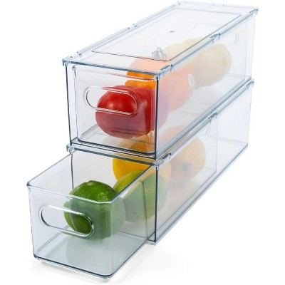 LunaLulinlk Clear Refrigerator Organizer Bins For Pantry Organization and Food Storage, 2 Pack