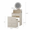 Okak 3 in 1 Vanity Desk With Mirror Space Saving Makeup Vanity Set with Charging Station Compact Dressing Table for Bedroom - 3 of 4