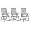 vidaXL Patio Reclining Chairs 3 pcs with Cushions Solid Acacia Wood - 2 of 4