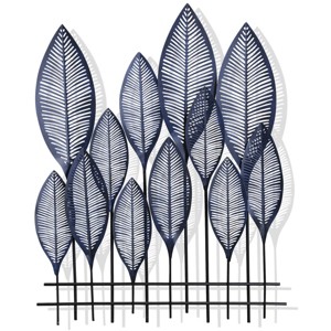 Nola Aesthetic Metal Leaves Wall Art Blue - StyleCraft: Iron Construction, Contemporary Botanical Decor, Includes Mounting Hardware - 1 of 4
