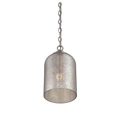 Bally Satin Nickel 1-Light Pendant with Mercury Glass Shade