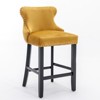 VYNXARIA Contemporary Velvet Upholstered Wing-Back Barstools with Button Tufted Decoration and Wooden Legs,Set of 2 (Gold) - 4 of 4