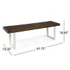 Christopher Knight Home Fresno Outdoor Acacia Wood and Iron Dining Bench - 3 of 4