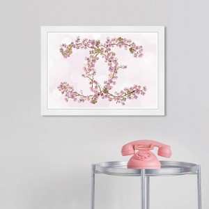 Wynwood Studio 21"x15" Sakura Love Wall Art White Frame: Modern Botanical Canvas, Wood Composite, Mixed Media - 1 of 3