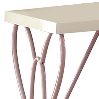White and Light Purple Metal Butterfly Nightstand