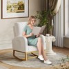 Mid-Century Nursery Rocking Chair, Modern Armchair with Tall Backrest, Wood Legs and Side Pocket, Teddy Upholstered Accent Glider Rocker - 2 of 4