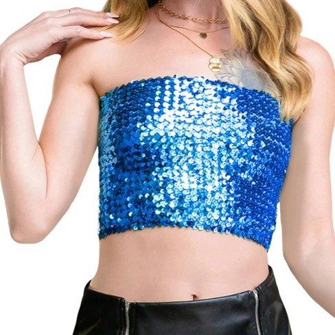 Blue sequin bandeau top clearance