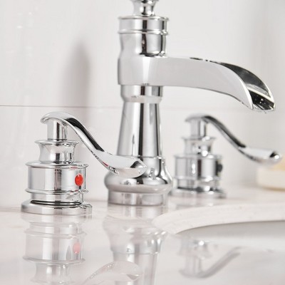 Chrome 8 in. Waterfall Widespread 2-Handle Bathroom Faucet