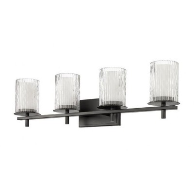 Matte Black 31" Cylinder Glass 4-Light Vanity Fixture