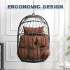 KWPZQEB Hammock Chair Hanging Rope Swing - Rattan Egg Hanging Swing Chair with Cushions - Max 270 Lbs - for Indoor or Outdoor - 3 of 4