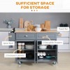 Aghana Digitals Dark Gray Rolling Kitchen Cart with Drop Leaf, Rubber Wood Top, 2 Drawers, 2 - 4 of 4